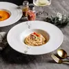 Plato de Cena Cerámico Casual y de Aspecto Elevado, Plato Blanco Puro para Pasta Occidental, Plato Hondo para Sopa de Sombrero de Paja de Lujo Accesible, Plato Hondo para el Hogar
