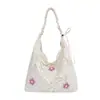 Bolsa de Ombro Plissada Grande Capacidade com Flor de Laço de Ballet e Bolinhas para Mulheres 2026 Bolsa Tote Simples para o Dia a Dia