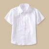 Camisa blanca de manga corta para niños de talla mediana y grande, camisa blanca fina de verano para niños, ropa de rendimiento, uniforme escolar de algodón puro para estudiantes de primaria, ropa de clase femenina