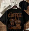 Transfronterizo Talla Europea2026 Moda de Verano Al Sol Tomando Café Helado Estampado Hip Hop Calle Algodón Cuello Redondo Holgado