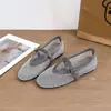 Aumento de Altura de 4 cm~Estilo Francés Malla Hueca Transpirable con Pedrería Nuevos de Verano Casual Planos de Correa Única con Boca Poco Profunda