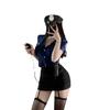 Lingerie Sexy Uniforme de Policial Capitão Roupa de Comissária de Voo Boate Bar Puro Desejo Pijama de Garota Gostosa Apertado Cos Roupa de Loungewear