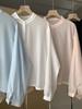 Camisa Ligera de Lino Lyocell Tencel 2025 Protección Solar Silueta Cintura con Cordón Cuello Mao Pequeño Color Sólido Mujer