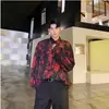 Camisa Longa Tendência de Marca de Luxo para Homem, Estação Primavera e Outono, Estilo Único de Celebridade da Internet, Camisa Cool Retrô de Manga Curta, Jaqueta para Boate para Homem