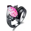 Moda Estilo Europeo y Americano Nuevo Ojo de Caballo Negro Dorado Aobao con Anillo de Tres Diamantes Pequeños Anillo de Personalidad Simple Transfronterizo