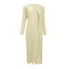 Vestido Feminino Básico de Comprimento Médio Miyake Primavera/Verão 2026 Cor Sólida Nova Patchwork Manga Longa Slim Fit Plissado
