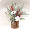 Decorações de Natal da Amazon transfronteiriças, barril de madeira, pequena árvore de Natal, conjunto de presentes, decorações de mesa, adereços, cenário