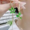 Design Verde Opala pétala brincos assimétricos feminino elegante luz luxo flor borla brincos longos