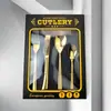 Juego de cubiertos de acero inoxidable transfronterizo de 24 piezas con mangos planos, cuchillos, tenedores y cucharas estilo 'luz de luna francesa', vajilla de estilo occidental para hotel en empaque de caja de color, venta al por mayor