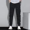 Pantalones Jogger Cargo Deportivos Casuales para Hombre de Estilo Coreano, Color Sólido Simple, Versátiles, con Puños Elásticos 8090