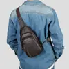 Bolso de Pecho de Cuero Genuino de Vaca Moda Masculina Bolso de Hombro Único Bolso Cruzado de Capa Superior de Cuero de Vaca Bolso de Cintura Mochila de Cuero Suave Bolso Casual para Hombre