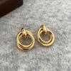 Estilo Coreano Design de Nicho Elegante Brincos de Círculo Grande Moda Brincos de Vento Frio Brincos Banhados a Cobre Estilo Barroco Ouro Real