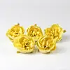 34 tipos de cabezas de flores de rosa amarillas artificiales de seda estilo europeo para horquillas DIY, arreglos florales y decoraciones de gorros de graduación