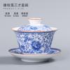 Tigela de Chá Grande de Porcelana Azul e Branca, Conjunto de Chá de Cerâmica, Tigela Cerâmica Sancai, Xícara de Chá de Porcelana Branca, Bule Individual de Mão