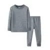 Conjunto de Ropa Interior Térmica para Niños Doble Cara de Felpa Ropa de Otoño para Niños Pantalones Terciopelo de Nieve para Niños Mayores Conjunto de Pijama para Niñas