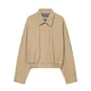 2026 Verano Nueva Moda Femenina Europea y Americana Transfronteriza Chaqueta Corta Simple con Cuello de Solapa Cremallera Ajustada a la Cintura w018 1886