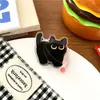 Clip para notas de gato negro de dibujos animados de acrílico, clip para notas de gato lindo, papelería estilo ins, clip para notas, clip de PP, clip de sellado