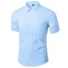 Explosões de Comércio Exterior Camisa Preta Masculina Manga Curta Coreana Slim Fit Casual de Negócios Vestido Puro Profissional Trabalho Camisa Bonita