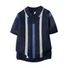 Camiseta Informal de Manga Corta con Rayas y Bloques de Color Estilo Coreano para Hombre, Nueva Marca de Moda de Verano, Camisa Polo de Punto de Moda Personalizada