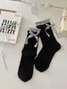 Calcetines Calcetines de media pantorrilla Primavera y verano Lazo Calcetines de moda Calcetines a cuadros para mujer Lolita JK Combinan con zapatos pequeños de cuero Calcetines holgados para mujer