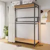 Guarda-roupa simples para quarto, uso doméstico, closet, armário de canto, resistente e durável, estilo aberto, guarda-roupa de metal montado