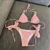 [Cobertura de Creme] Biquíni de Luxo Sexy Duas Peças Divididas Blusa Pura Luxúria Roupa de Banho para Férias na Praia