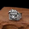 Joyería de Plata de Ley S925 al por Mayor Tailandesa Plata Moda Personalidad Masculina Modelado Gafas Anillo de Gato Anillo Abierto