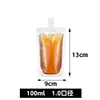 Saco descartável para bebidas pó de caracol sopa de ameixa saco de leite de soja saco para suco para viagem transparente auto-portante bico de sucção impressão de saco