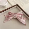 Pinza para el pelo con lazo de terciopelo rosa estilo coreano, Accesorio para el pelo de alta gama para niña, Adorno dulce y versátil para el flequillo, Goma para el pelo, Pinza de pico de pato