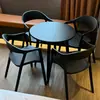 Conjunto de Mesa y Sillas Moderno para Exterior para Área de Ocio en Balcón, Mesa Redonda de Acero al Carbono para Patio al Aire Libre, Muebles de Plástico para Uso en Exterior de Tienda de Té de Leche