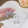 Pendientes de Perla Elegantes de Lujo Ligero con Cierre de Plata 925 para Mujer, Pendientes Versátiles de Circonita Estilo Ins, Pendientes Elegantes y de Moda