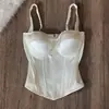 Corsé blanco chic de espina de pez estilo francés para mujer, diseñado para ceñir la cintura, un top de tubo dulce y atrevido para chica