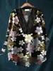 Camisa de Manga Larga para Mujer de Estilo Nuevo Europeo y Americano, Diseño Independiente, con Estampado Digital 3D, Cuello en V, Camisa Casual