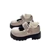 Sapatos Casuais Versáteis da Moda para Meninas 2026 Primavera/Verão Novos Sapatos Princesa Vazados Fechados na Ponta Estilo Britânico Pequenos Sapatos de Couro