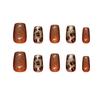 Olho de gato feito à mão wear caramelo flash fino leopardo código de nail art unha vestível 10 adesivos de unha postiça atacado