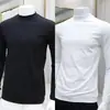 Top de capa base para hombre 2025 Nuevo Otoño e Invierno Ajuste Delgado, Camiseta Blanca de Manga Larga con Cuello Alto