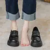 Zapatos de mujer de cuero genuino con altura oculta, talla pequeña, nuevos 2022, zapatos de una sola capa, estilo preppy, mocasines de suela gruesa, estilo británico, zapatos pequeños de cuero