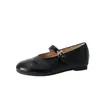 Bailarinas, estilo Mary Jane, con tacón oculto, piel genuina, diseño de una sola tira, suela plana, piel suave, zapatos pequeños de piel, estilo retro, punta poco profunda, cómodos para madres