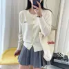 Primavera Outono Inverno Gato Bordado Gola Redonda Macio Confortável Blusa Suéter Estilo Coreano Tricô Peça Externa Preto Tamanho Único Damasco