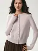 Cardigan de Cachemira para Mujer con Lentejuelas Finas Brillantes de Color Sólido, Tejido de Punto Trenzado Suave y Transpirable, Prenda Exterior de Punto con Cuello Redondo