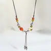 Nueva Cadena de Suéter Colorida Estilo Chino Joyería Larga para Mujer con un Accesorio de Collar de Cerámica Versátil Artístico de Gama Alta Fuente en Vivo