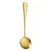Cuchara de Acero Inoxidable Cubiertos Celebridad de Internet Mango Largo Cuchara Redonda Cuchara para Condimentos del Hogar Cuchara para Comer Hotel Restaurante Cuchara de Postre Cuchara para Sopa