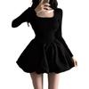 Vestido de Manga Larga con Cuello Redondo Sexy de Nuevo Estilo Transfronterizo Europeo y Americano, Bloque de Color, Falda Abullonada, Corte Ajustado, Reductor de Edad para Mujer Pg5757