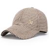 Gorra de béisbol de lana estilo Chanel para mujer, nueva gorra de otoño e invierno de algodón con diamantes de imitación y pata de gallo.