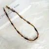 Colar de Pedra Olho de Tigre Simples Moda Retrô Francesa Novo Estilo Quente de Celebridade da Internet Corrente de Clavícula Minimalista Exquisita para Mulheres