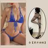 Noche Dorada Lencería Sexy Bikini Sexy de Tres Puntos Entrepierna Abierta Tentación talla grande qqny Pasión Encaje Pijama