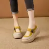 Zapatos Mary Jane de Suela Gruesa para Mujer 2026 Verano Nuevo Estilo Transpirables Piel Suave Casual Punta Redonda Aumentadores de Altura Sandalias de Velcro para Mujer