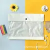 Bolsa de Almacenamiento para Papelería con Múltiples Compartimentos Blanca PVC Pegamento Suave Transparente Unilateral con Broche Estilo Japonés Impermeable para Documentos