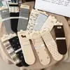 Songmu calcetines de algodón de estilo coreano para mujer, calcetines hasta la pantorrilla con estampado floral y lazo, combinación de colores café y gris, calcetines dulces