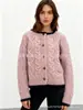 Cardigan de Tricô Torcido Suave e Macio para Mulheres, Novo Estilo Outono e Inverno, Cardigan Curto Solto e Versátil para Figuras Baixas